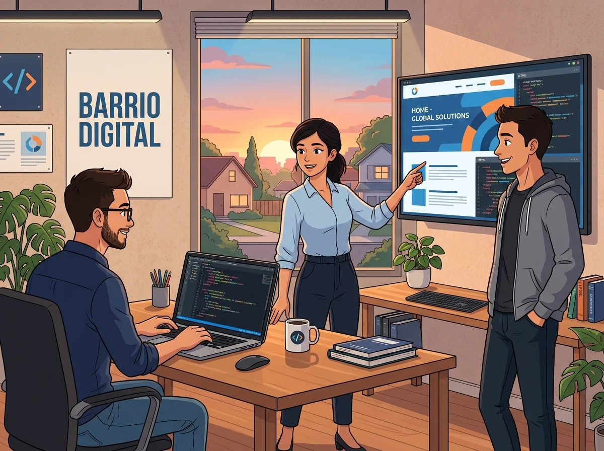 Equipo de Barrio Digital desarrollando sitios web